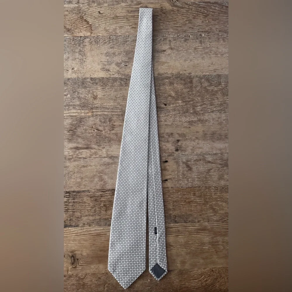 CHARVET Mens Place Vendôme Gray Geometric Silk Tie
